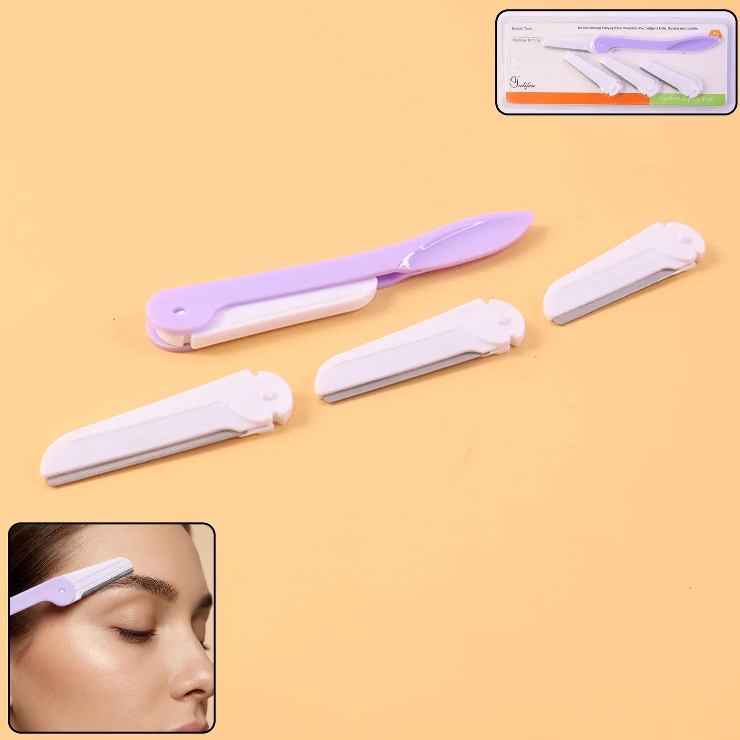 Eyebrow Facial Hair Razor With 3 Replaceable Blades - Zidbik