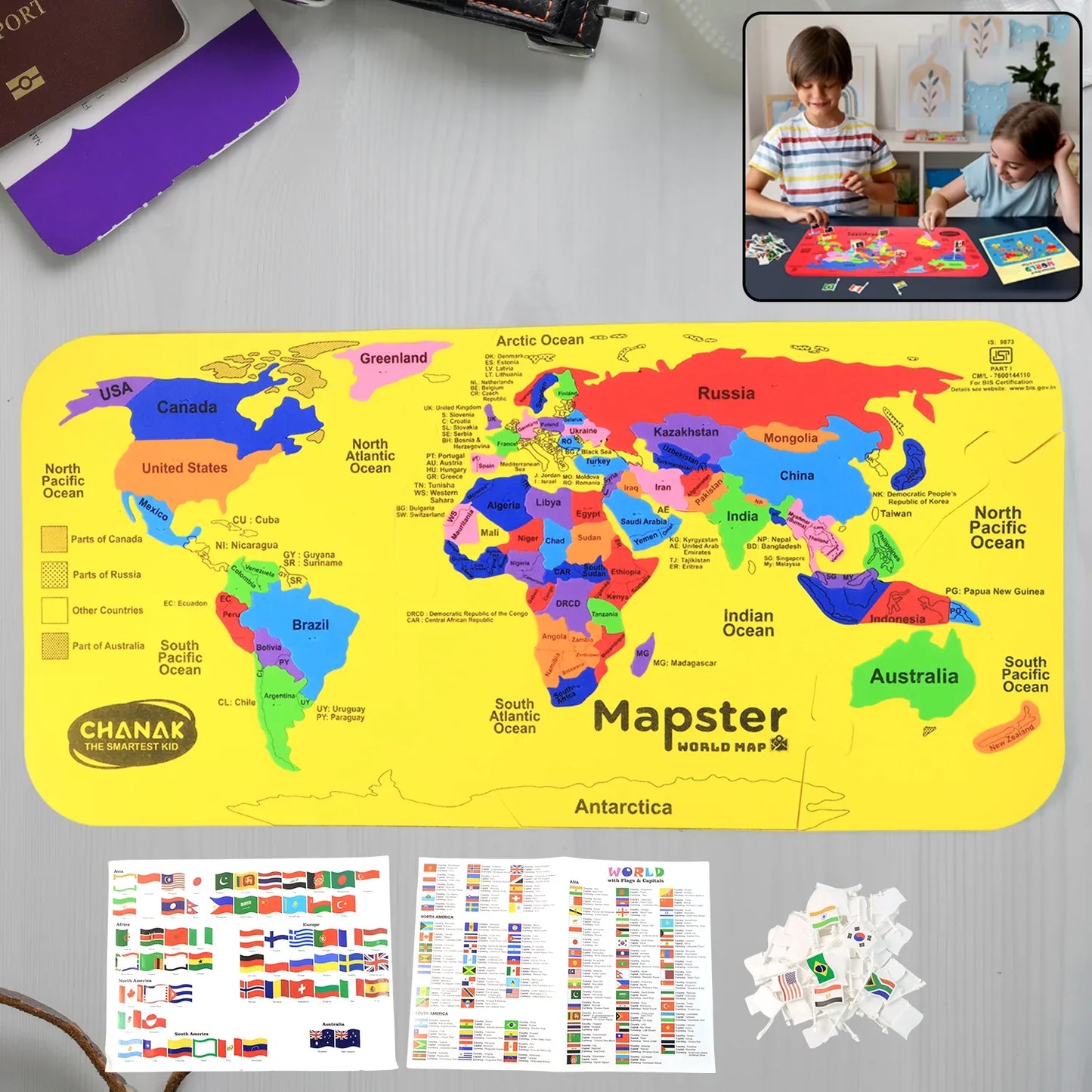 Aditi Mapster World Map Eva Foam Puzzle Set - Zidbik