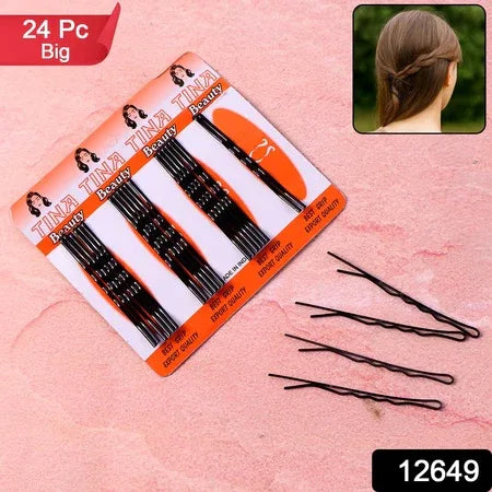 Big Black Hair Bobby Pins (24 Pc) - Zidbik