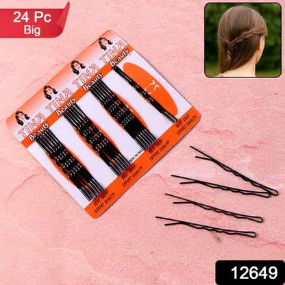 Big Black Hair Bobby Pins (24 Pc) - Zidbik