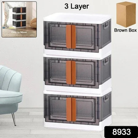 Plastic Folding Wardrobe Storage Organizer (3 Layer 1 Pc) - Zidbik