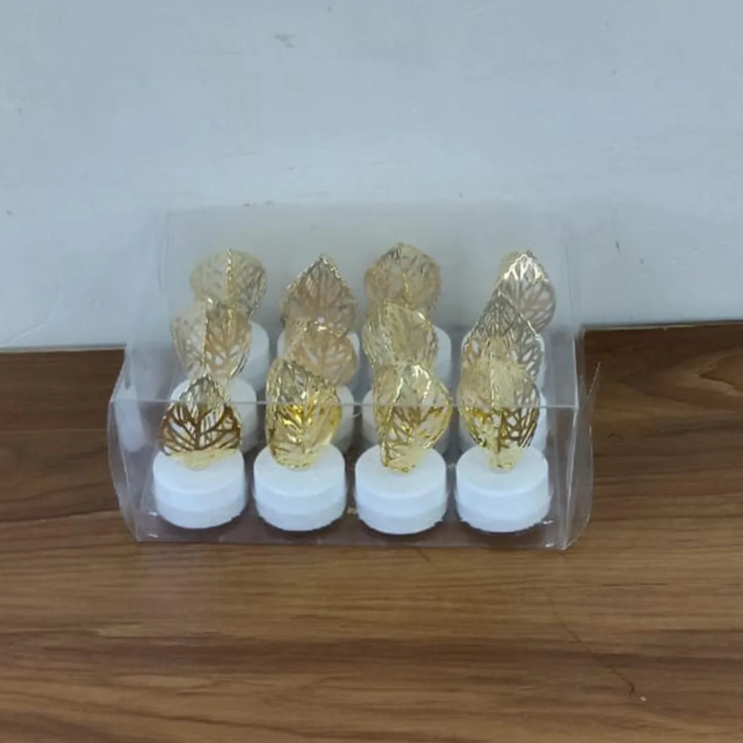 Decorative Golden Leaf Shaped Flameless Led Candles (12 Pc) - Zidbik