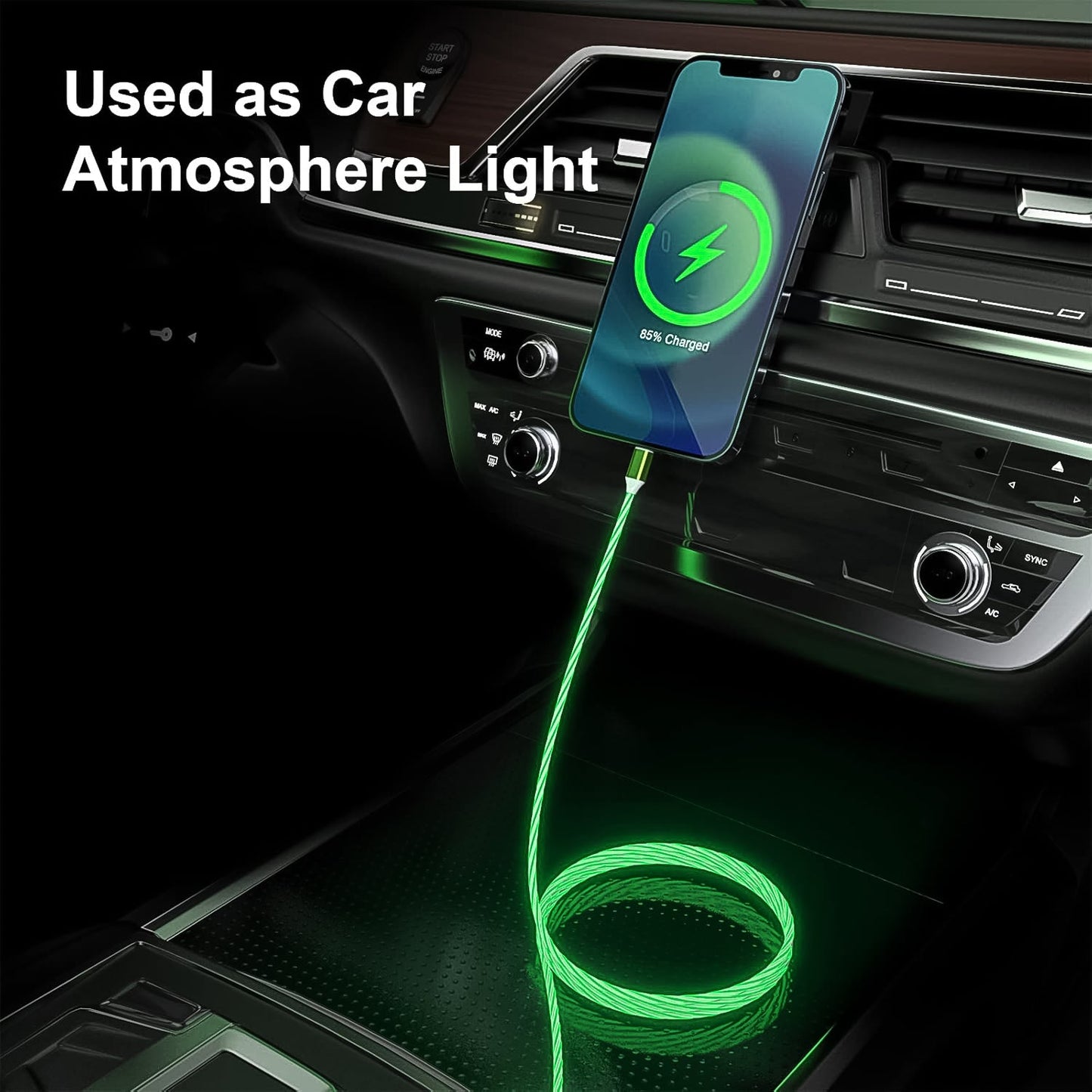 3 In 1 Charging Cable Light Up Fast Charger Multi Charging Cable (1 Pc) - Zidbik