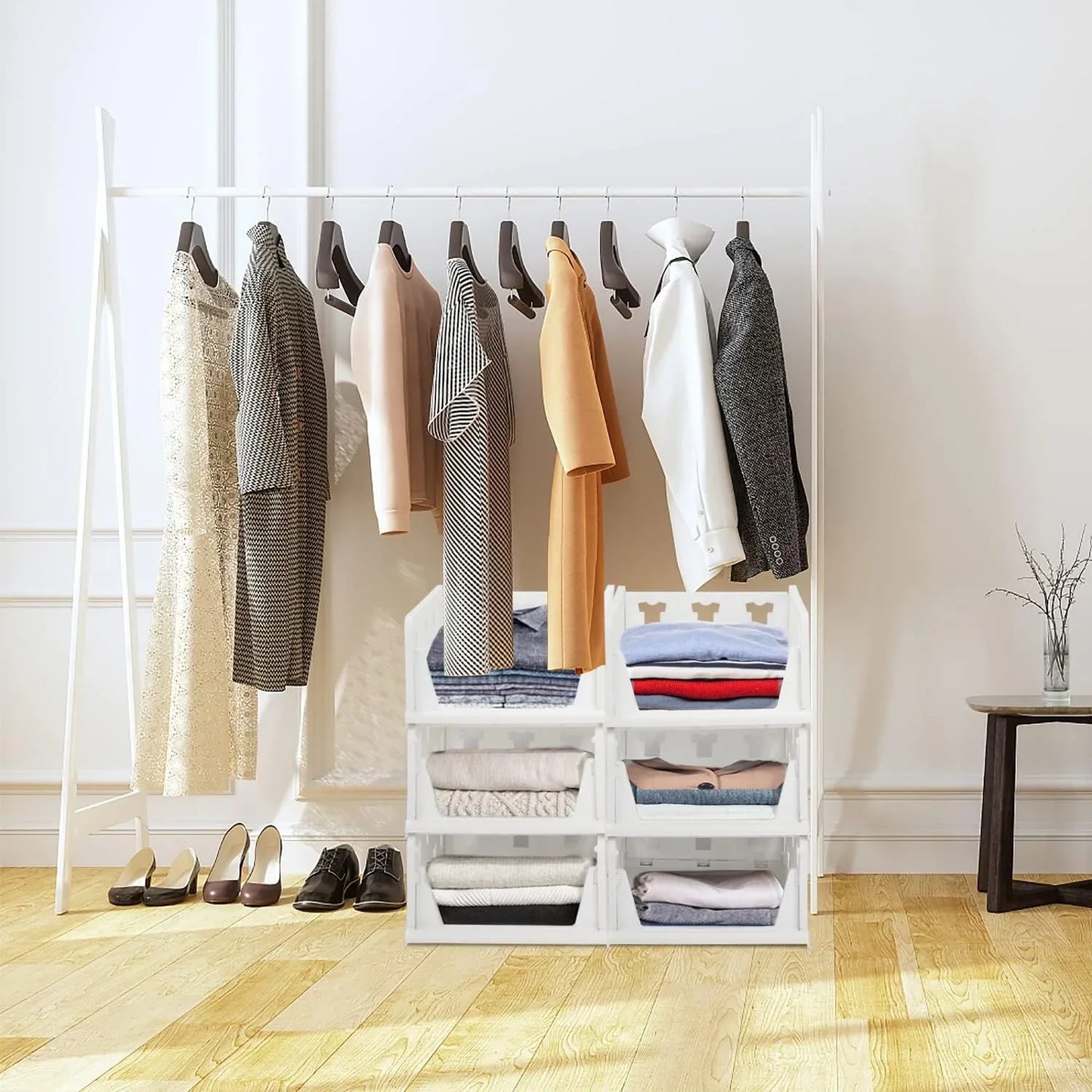7886 3 Layer Stackable Multifunctional Storagefor Clothes Foldable Drawer Shelf Basket Utility Cart Rack Storage Organizer Cart For Kitchen Pantry Closet Bedroom Bathroom Laundry(3 Layer 1 Pc) - Zidbik