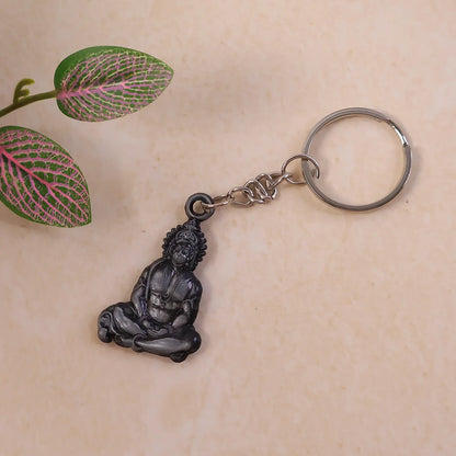 Premium Spiritual Hanuman Ji Sitting Pose Metal Keychain (1 Pc) - Zidbik