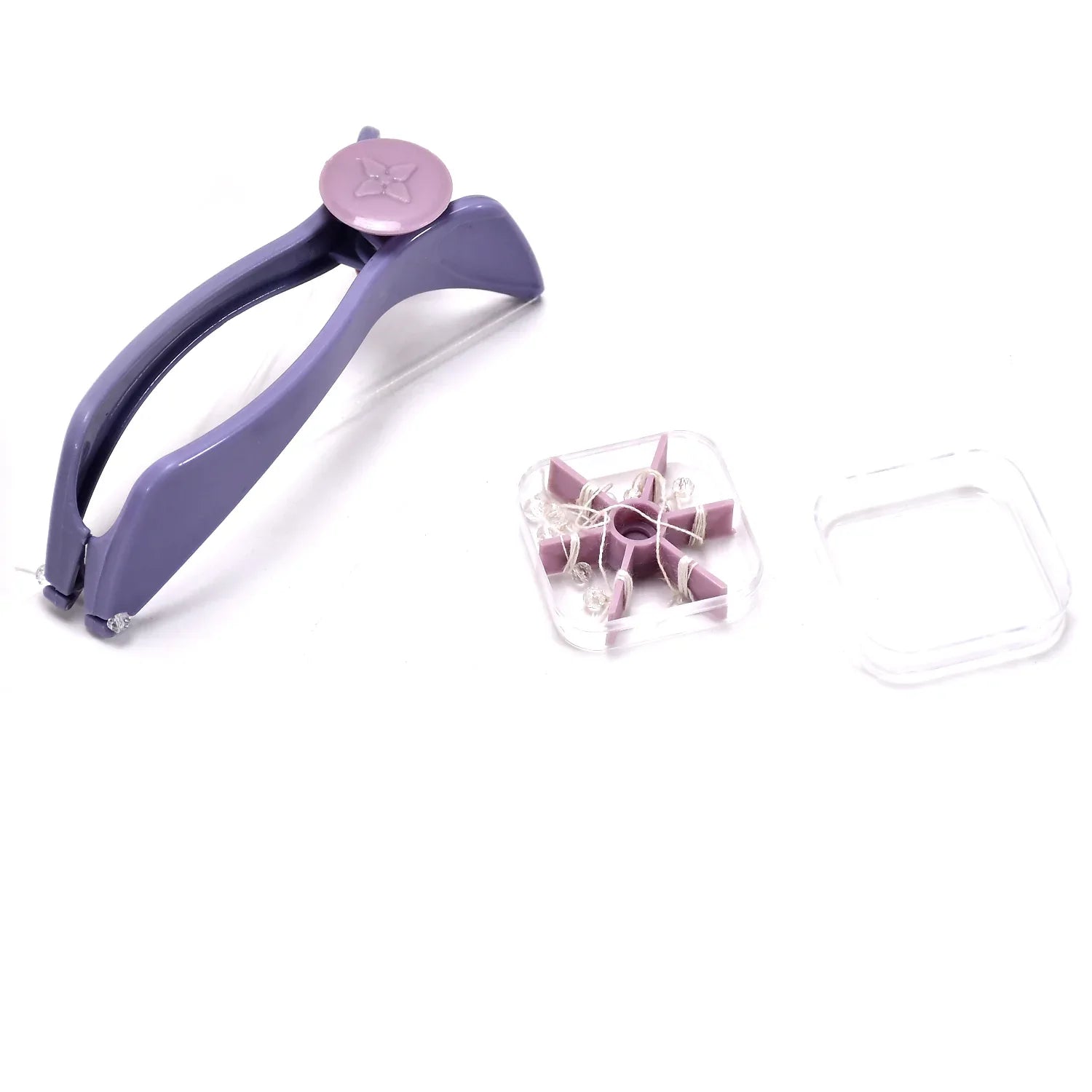 1419 Slique Painless Eyebrow Upper Lips Face And Body Hair Removal Threading Manual Tweezer Machine Shaver System Kit - Zidbik