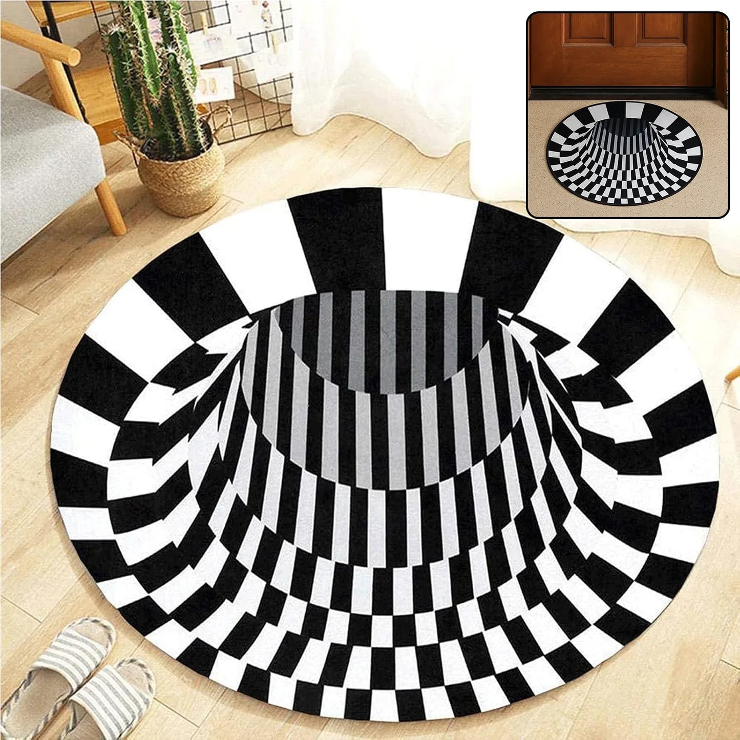 3d Space Round Carpet Floor Mat Non-woven Doormat (60 Cm) - Zidbik