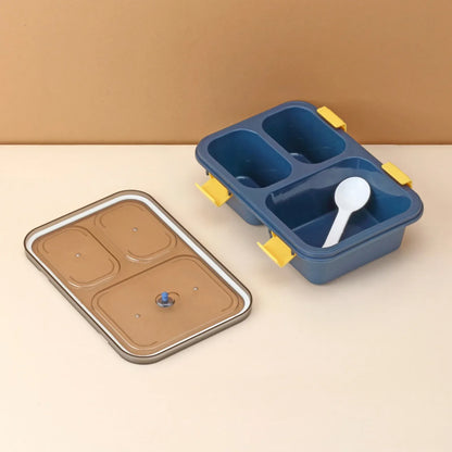 5627 Plastic Lunch Box For Kids Lunch Box For Kids 3 Compartment Insulated Lunch Box Tiffin Box For Boys Girls School Office Men (3 Compartment Lunch Box) - Zidbik