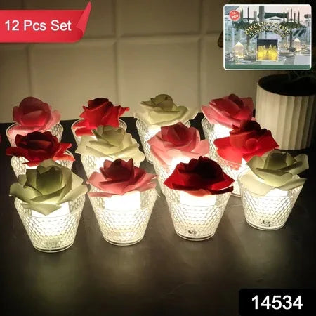 Rose Shaped Decorative Flameless Led Candles (12 Pc) - Zidbik