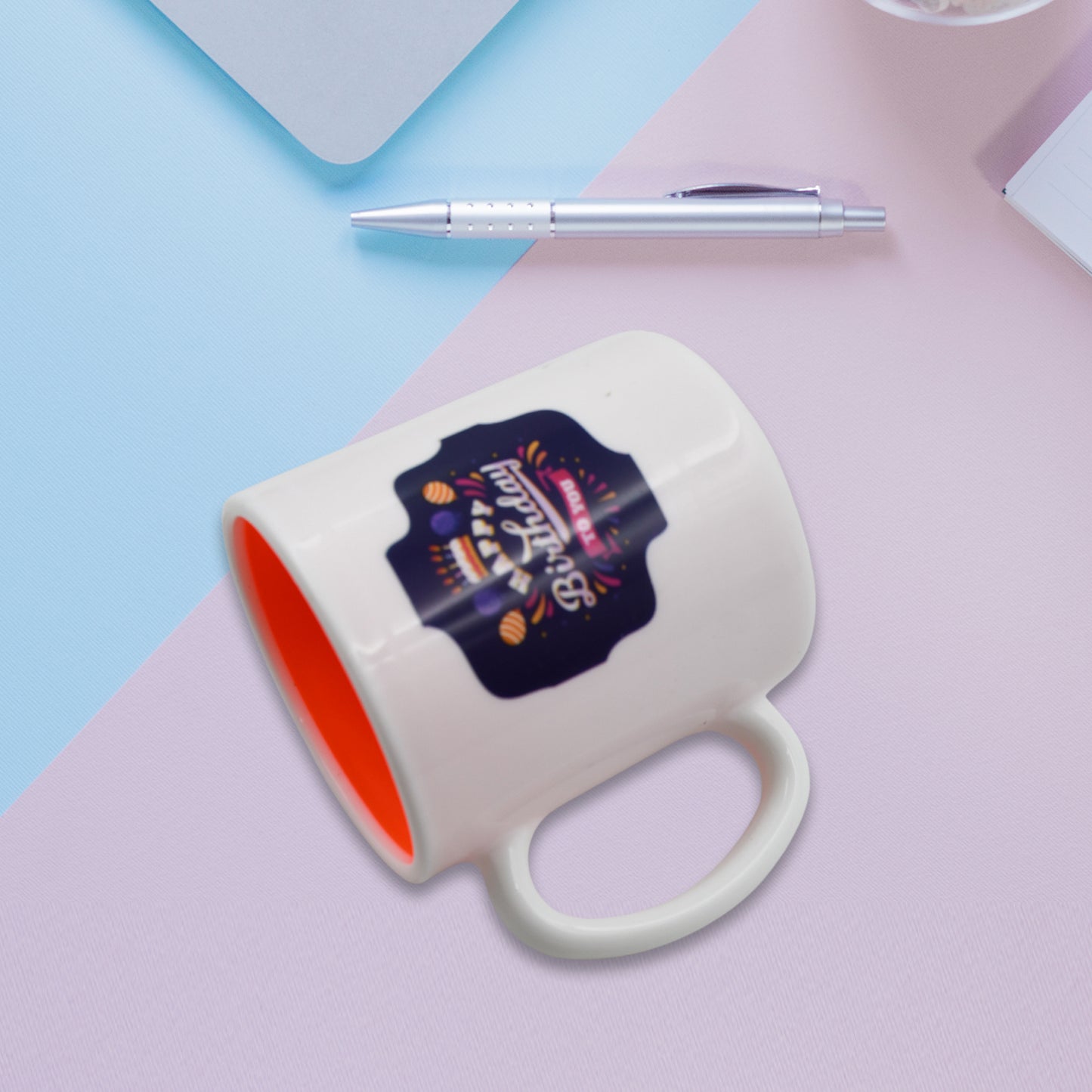 4121 Mix Design  Color Coffee Mug With Spoon And Box Packing Design Coffee Mug Used For Drinking And Taking Coffees And Some Other Beverages In All Kinds Of Places (1 Pc) - Zidbik