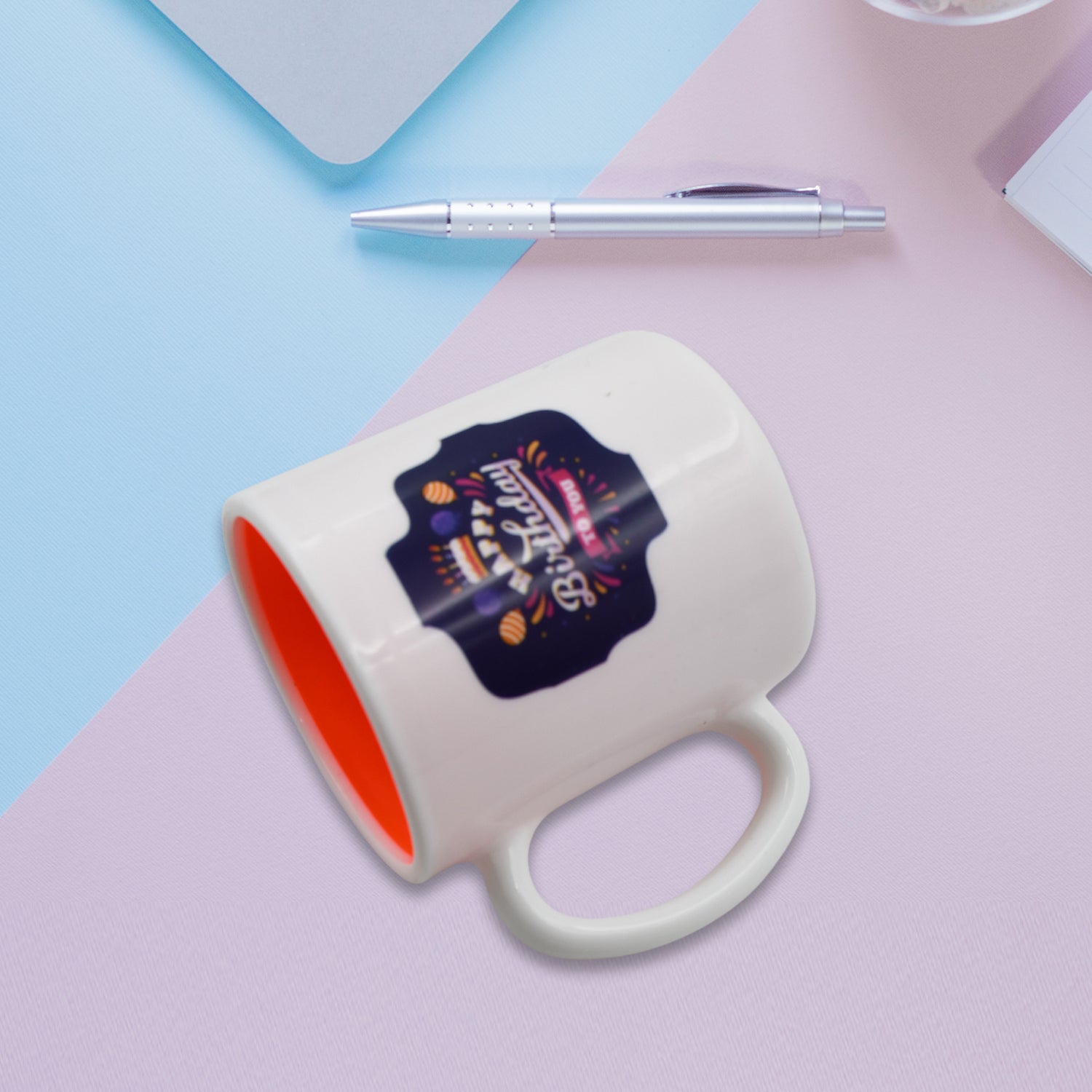 4121 Mix Design  Color Coffee Mug With Spoon And Box Packing Design Coffee Mug Used For Drinking And Taking Coffees And Some Other Beverages In All Kinds Of Places (1 Pc) - Zidbik