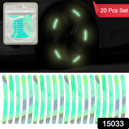 Car Wheel Hub Reflective Car Stickers Night Warning Stickers (20 Pcs Set Multicolored) - Zidbik