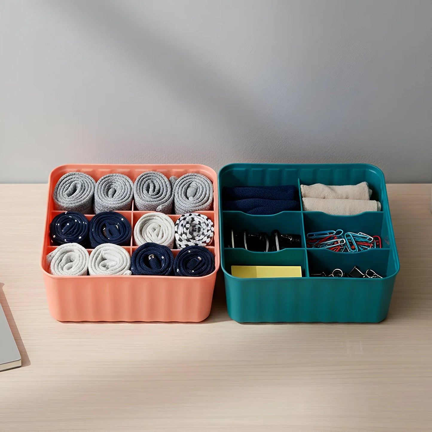 Square Organizer Box With 6 Compartments (Set Of 2) - Zidbik