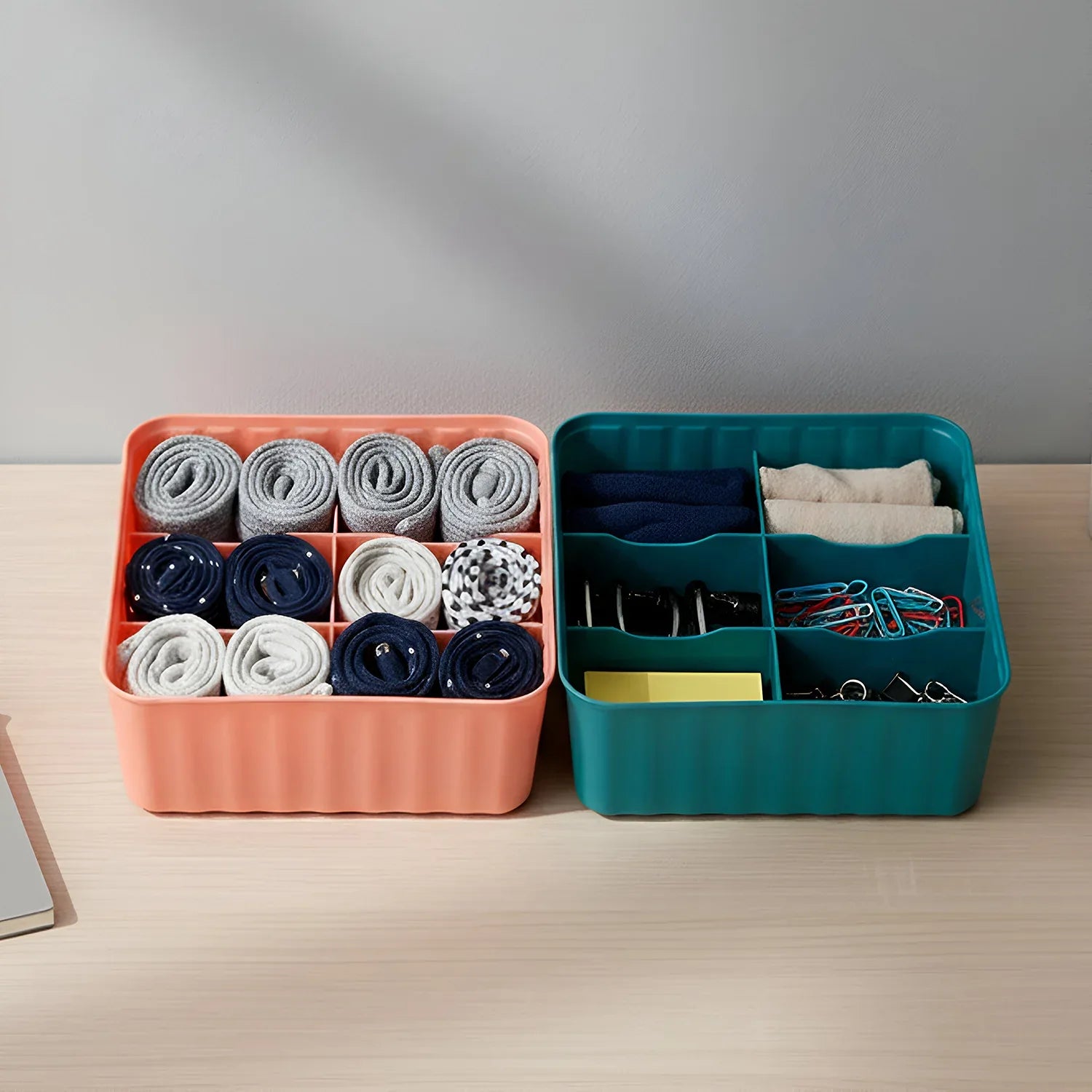 Square Organizer Box With 6 Compartments (Set Of 2) - Zidbik