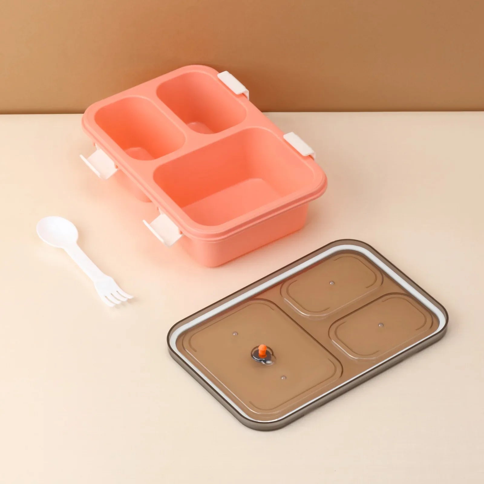 5627 Plastic Lunch Box For Kids Lunch Box For Kids 3 Compartment Insulated Lunch Box Tiffin Box For Boys Girls School Office Men (3 Compartment Lunch Box) - Zidbik