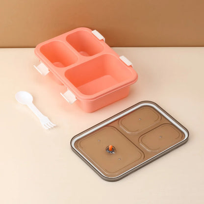 5627 Plastic Lunch Box For Kids Lunch Box For Kids 3 Compartment Insulated Lunch Box Tiffin Box For Boys Girls School Office Men (3 Compartment Lunch Box) - Zidbik