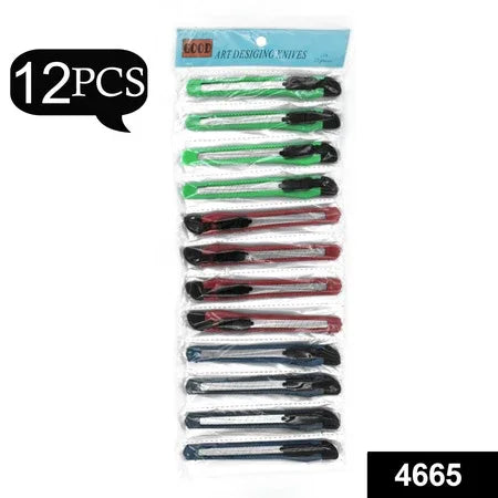 4665 Paper Cutter Stationary Item Standard Quality Knife ( 12pc Set ) - Zidbik