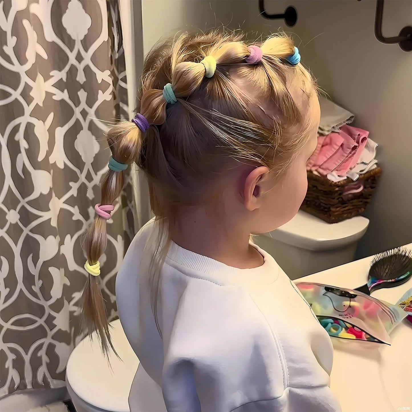 Colorful Soft Elastic Hair Bands Set For Kids Girls (10 Pkt 1 Set) - Zidbik