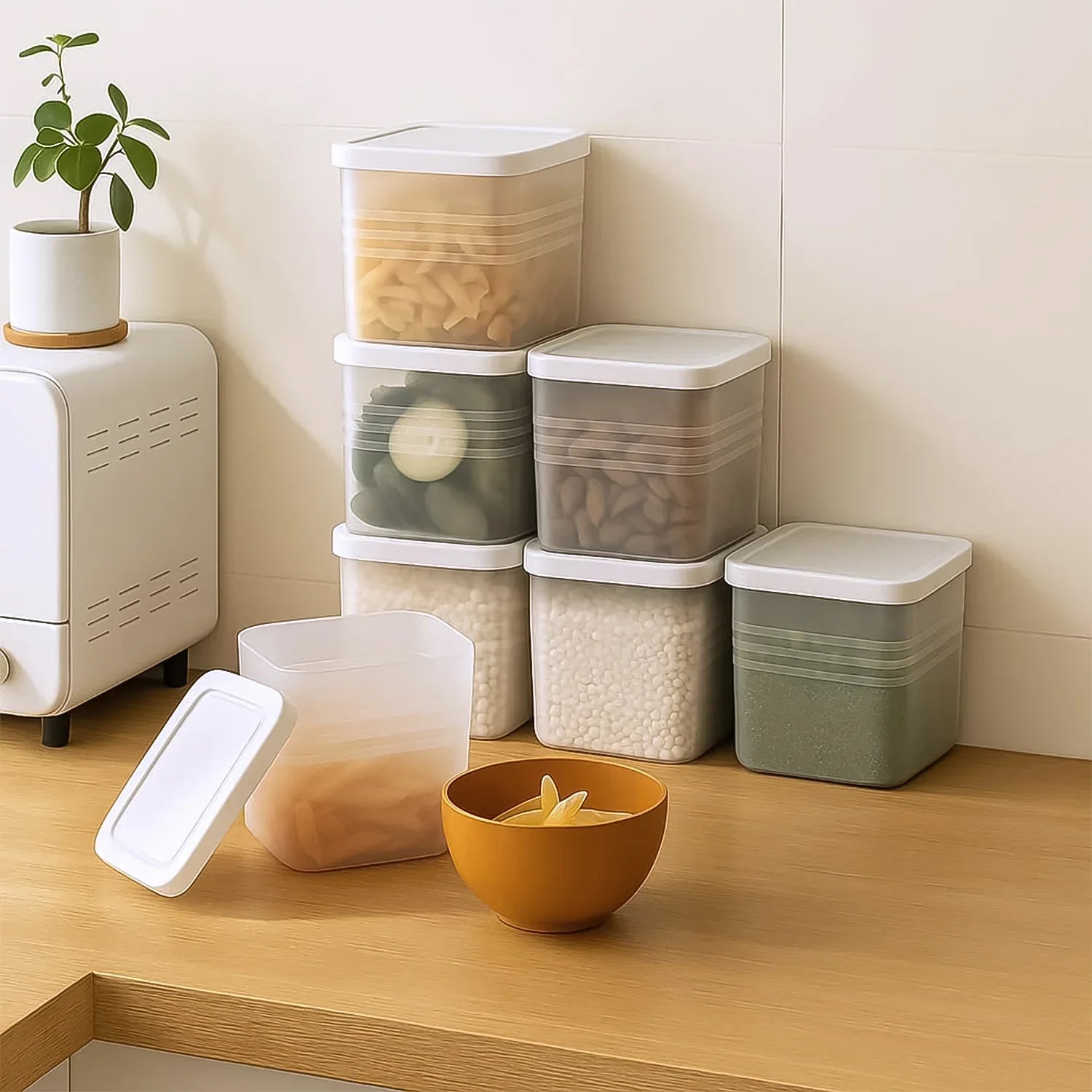 Transparent Square Plastic Food Storage Container Set (6 Pc) - Zidbik