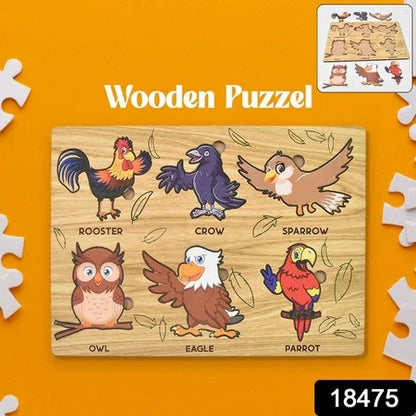 Wooden Bird Puzzle Learning Educational Board (1 Set 2820 Cm) - Zidbik