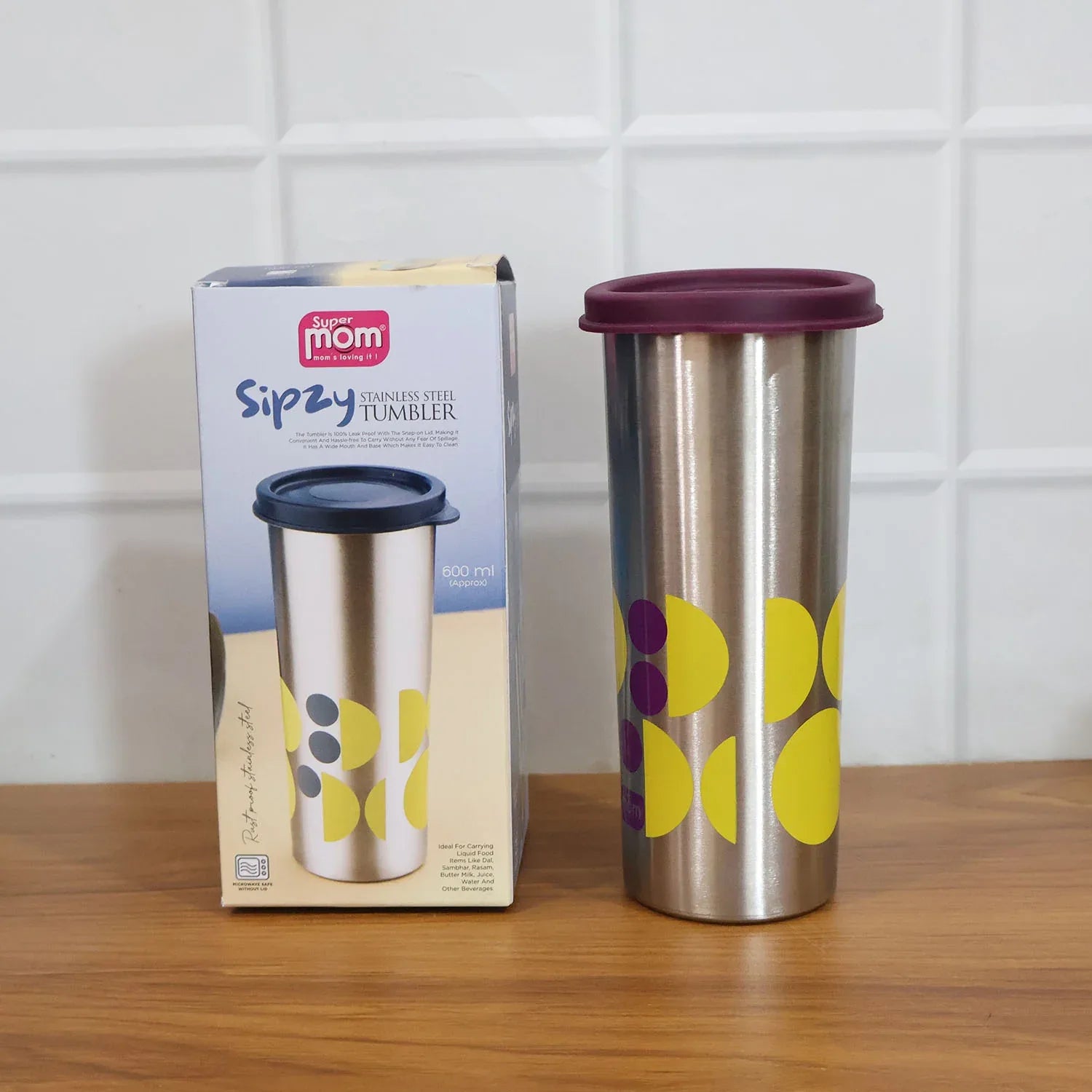 Supermom 600 Ml Stainless Steel Printed Travel Tumbler (1 Pc) - Zidbik