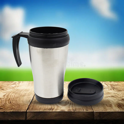 Stainless Steel Vacuum Glass Insulated Glass Coffee Cups (With Lid  Handle  1 Pc) - Zidbik