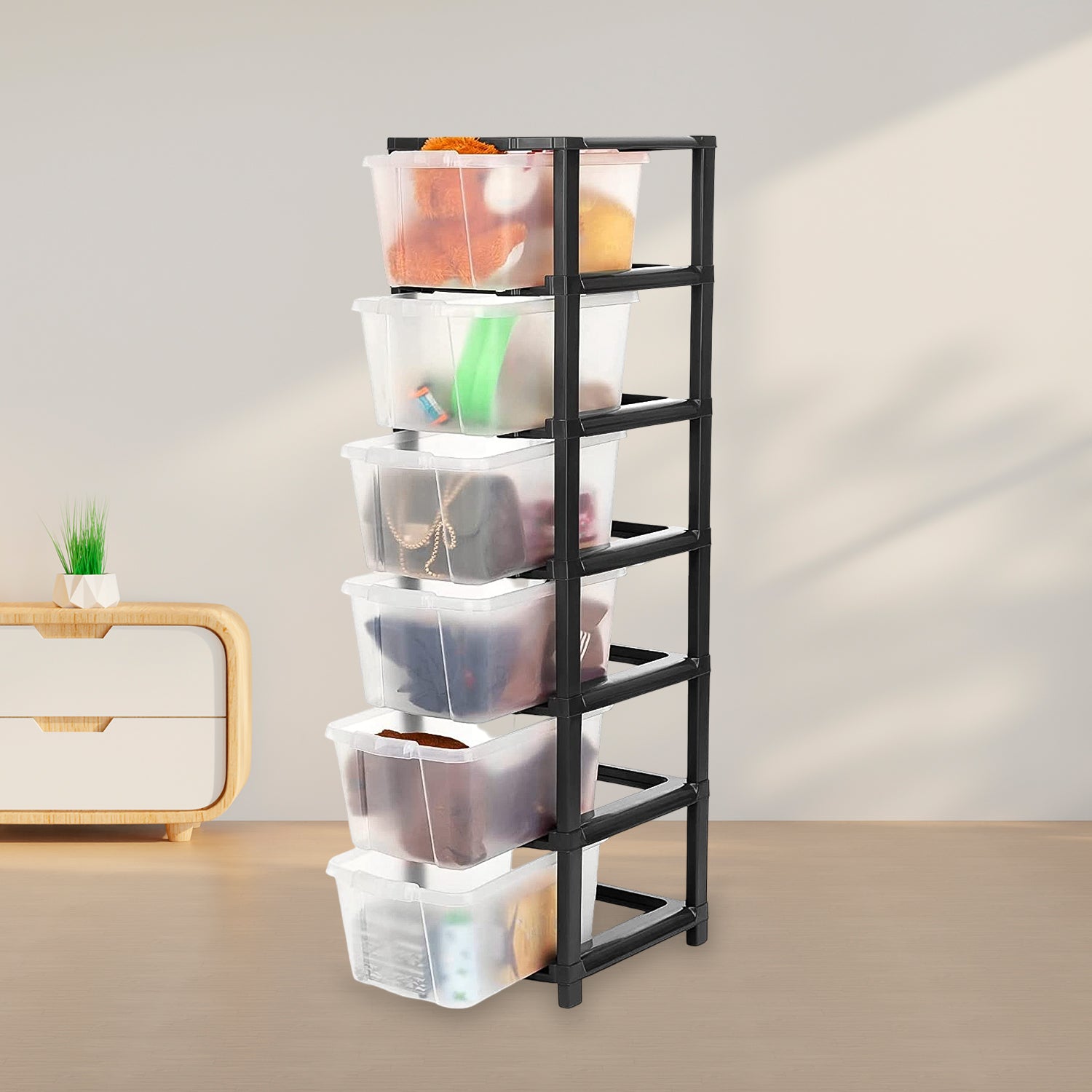 6-layer Modular Plastic Drawer Storage Cabinet - Zidbik