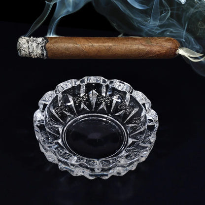4066 Paricutin Glass Crystal Quality Cigar Cigarette Ashtray Round Tabletop For Home Office Indoor Outdoor Home Decor - Zidbik