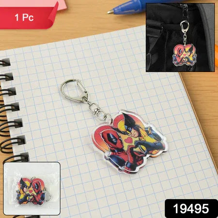 Stylish Acrylic Cartoon Character Keychain With Metal Clip (1 Pc) - Zidbik