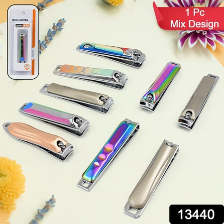 Stainless Steel Folding Portable Large Nail Clippers With Nail File (1 Pc  Mix Design) - Zidbik