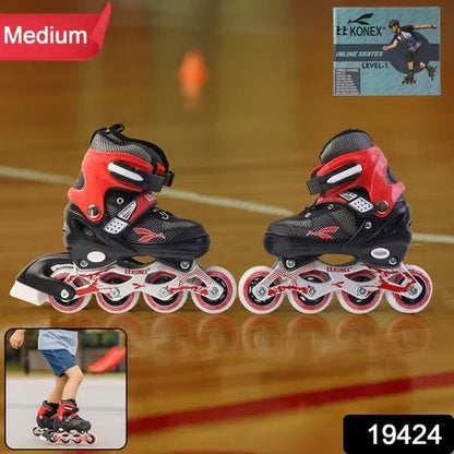 Professional Adjustable Inline Skates For Kids And Adults (Medium 1 Pair) - Zidbik