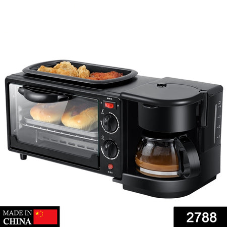 2788 3 In 1 Breakfast Maker Portable Toaster Oven Grill Pan  Coffee Maker Full Breakfast Ready At One Go - Zidbik