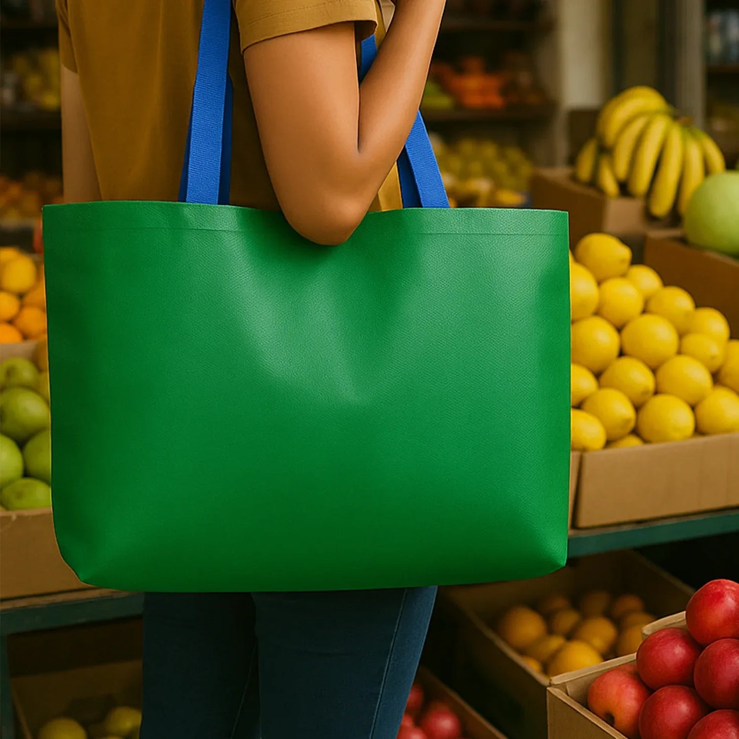 Eco-friendly Large Shopping Tote Bag 62x44cm (Mixcolor 1 Pc) - Zidbik