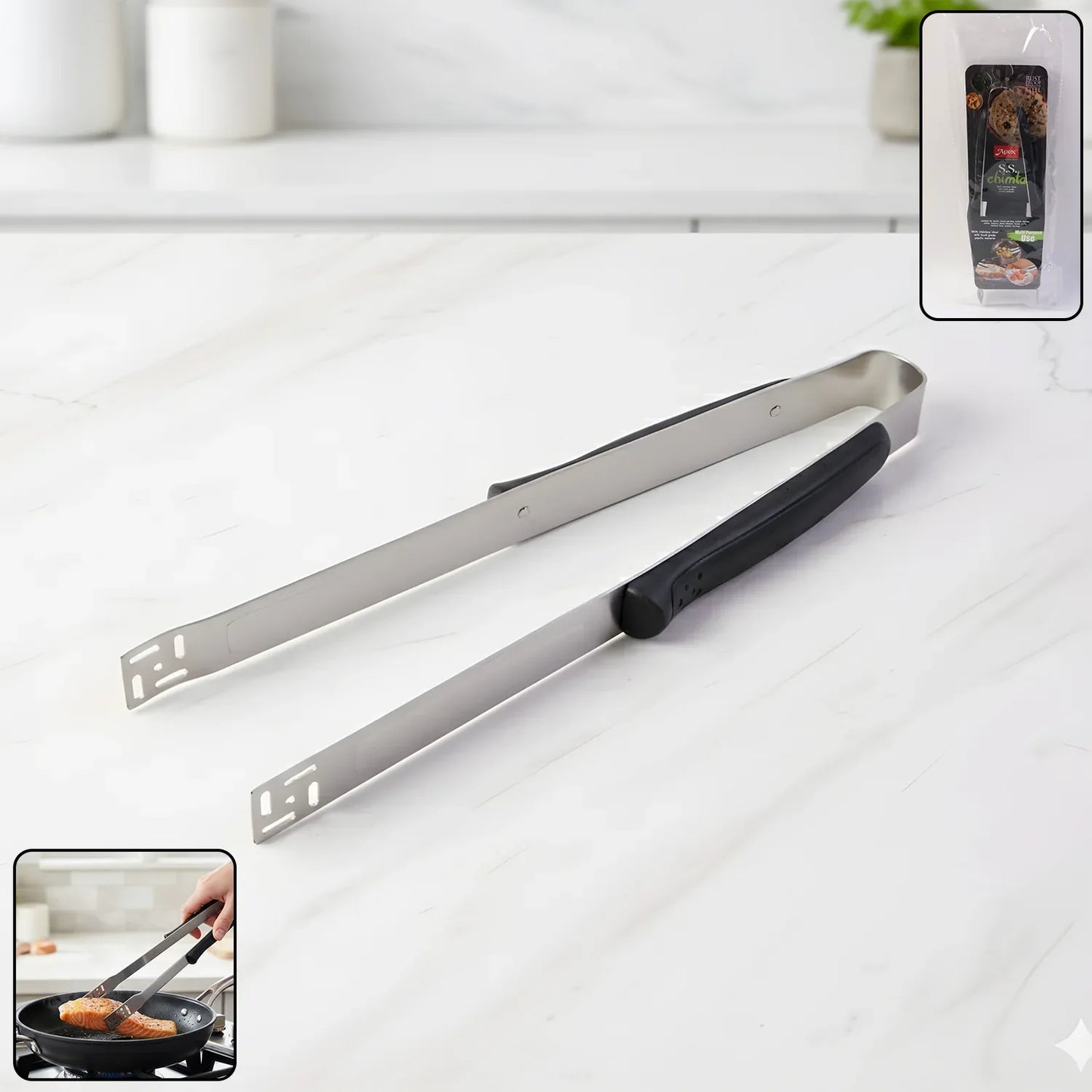 Premium Stainless Steel Chimta (1 Pc) - Zidbik