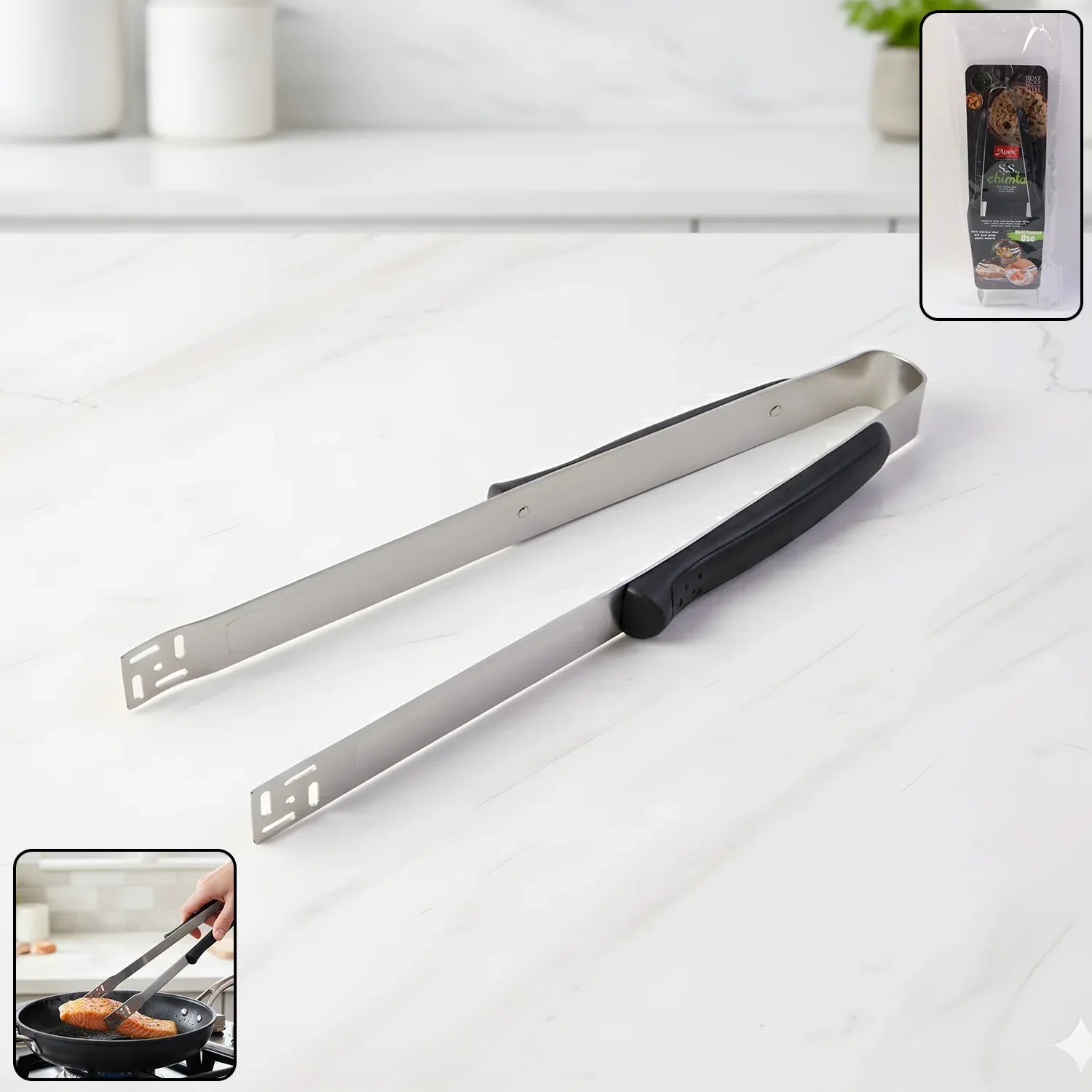 Premium Stainless Steel Chimta (1 Pc) - Zidbik
