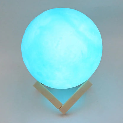 Moon Night Lamp Blue Color With Plastic Stand (15 X12 Cm 1 Pc) - Zidbik