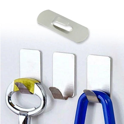 9418 Multipurpose Stainless Steel Wall Hanging Hook 12 Pc Self Adhesive Stainless Steel Heavy Duty Wall Hooks For Hanging Clothes Calender Bathroom Tiles Kitchen Key Hange (18 Pc Set) - Zidbik
