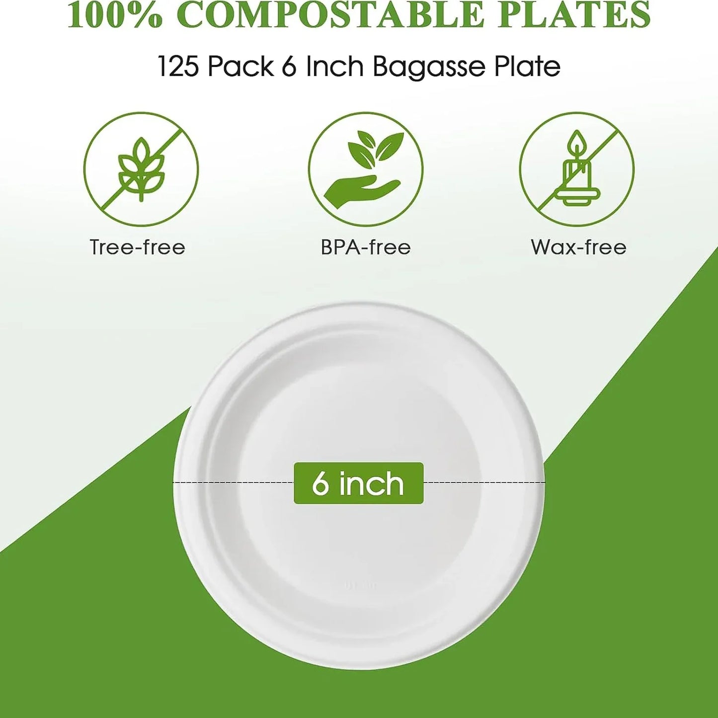 Freshee 6 Inch Round Compostable Bagasse Plate (10 Pcs Pack) - Zidbik