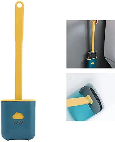 1410l Silicone Toilet Brush Flexible Soft Bristle Brush With Quick Dry Holder Cleaning Brush For Toilet Accessories ( Without Sticker Box ) - Zidbik