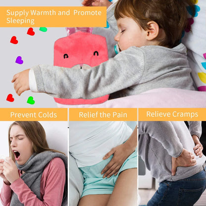 6502 Pink Small Hot Water Bag With Cover For Pain Relief Neck Shoulder Pain And Hand Feet Warmer Menstrual Cramps. - Zidbik