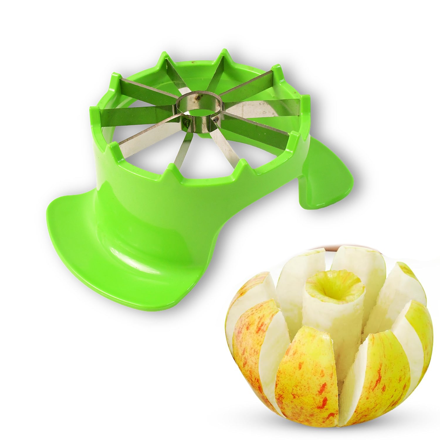 Apex Apple Cutter With Container  Unbreakable Abs Body  Stainless Steel Blades - Zidbik