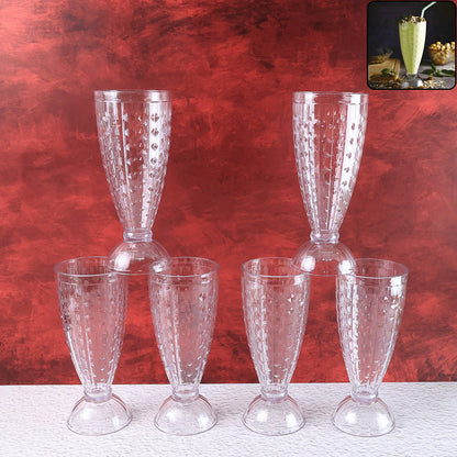 Supermom Transparent Plastic Milkshake Glass Set (400ml  6 Pc)