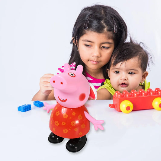 17926 Pig Children Play Toy Pretend Play Toy Fun Gift For Kids Movable Hands Legs Pig Pretend Play Toy Set For Kids Children With Soft Rubber Material (1 Pc Battery Not Included) - Zidbik