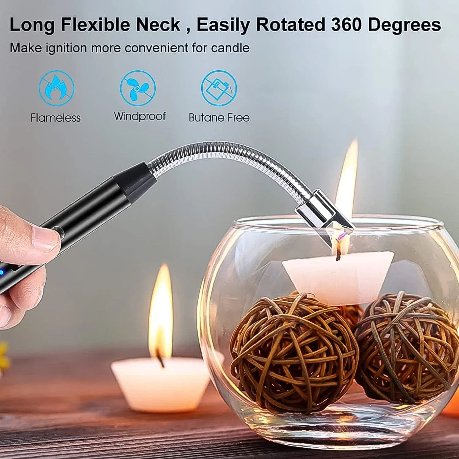 Lighter Long Flexible Electric Arc Usb Rechargeable Windproof Flameless Electronic Smoking Plasma Lighters - Zidbik