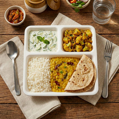 Plastic 3-compartment Plate For Meal Serving - Zidbik