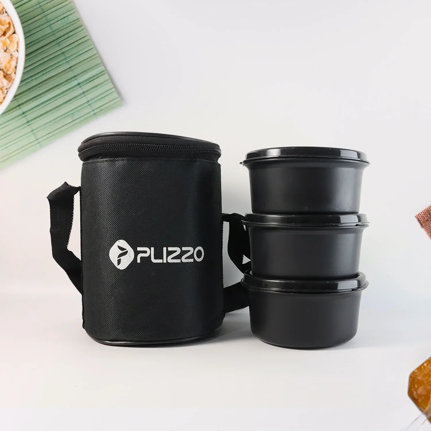 Insulated Stainless Steel Tiffin Lunch Box Set With Carry Bag (1 Set) - Zidbik