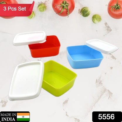 5556 Plastic Airtight Containers Set Small Plastic Container Set Rectangular Plastic Food Pickle Fridge Containers Multicolor Kitchen Storage Container (3 Pcs Set) - Zidbik