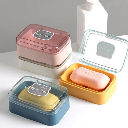 Plastic Soap Dish Portable Plastic Self Draining Soap Holder (1 Pc Mix Color) - Zidbik