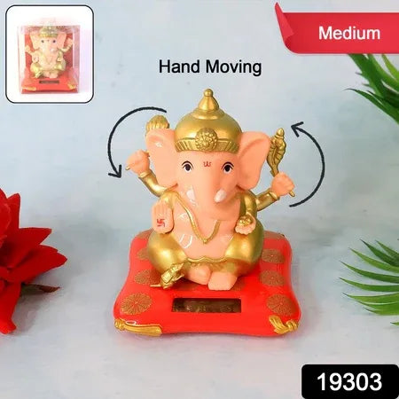 Decorative Medium Lord Ganesh Idol Decorative Statue With Solar-powered Base (1 Pc) - Zidbik