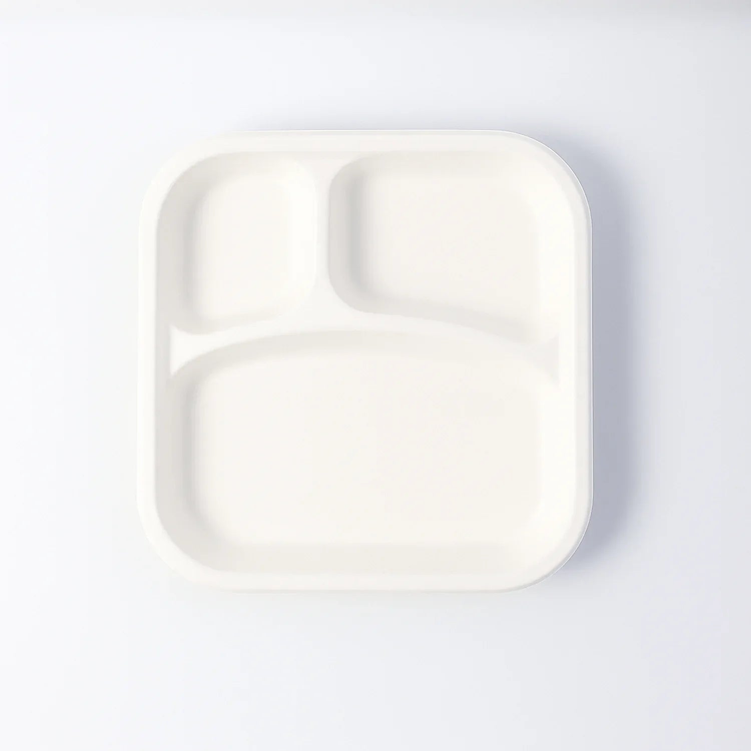 Compostable Bagasse 3-compartment Square Meal Plate - Zidbik